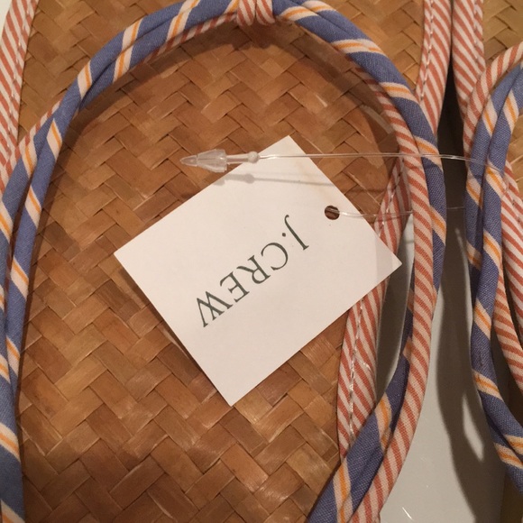 J Crew Sandals Size 8 NWT "Shirting Stripe" Style - Picture 7 of 11